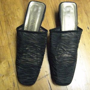 Yves Saint Laurent Black Mesh Slippers